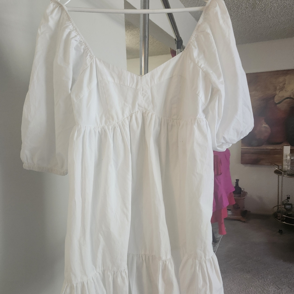 White Puff Sleeve Dress